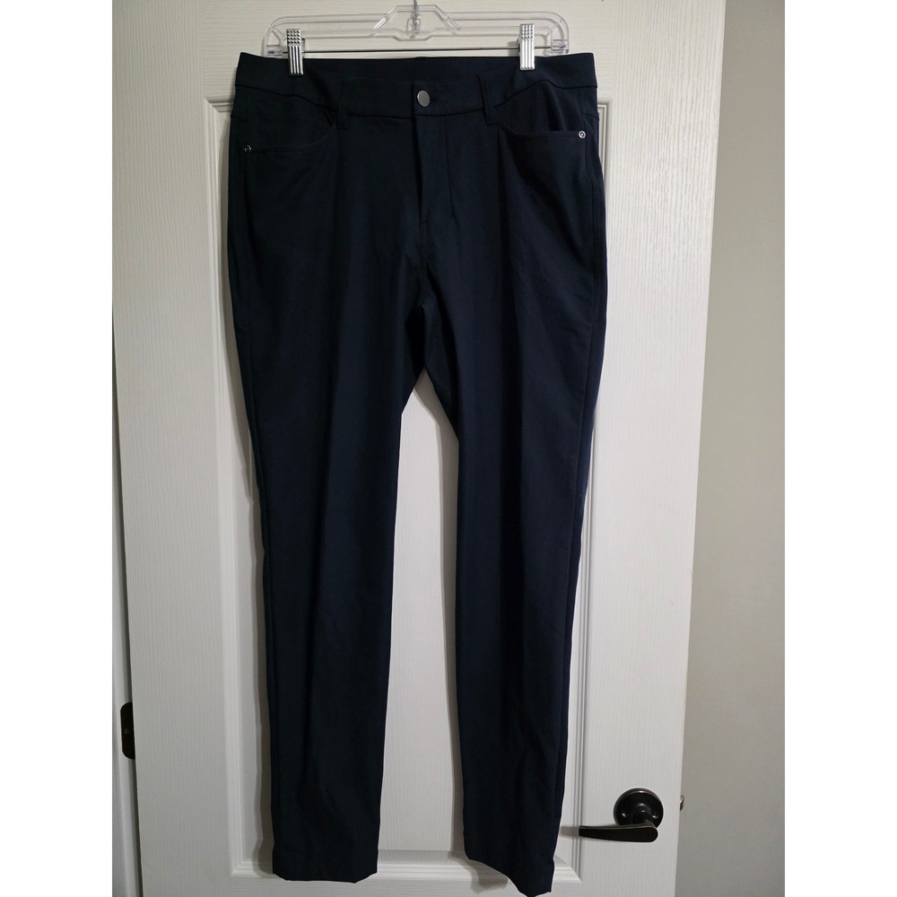 Lululemon Commission Slim Fit Warpstreme Pants Mens 33 Navy Blue Chino 30 Inseam
